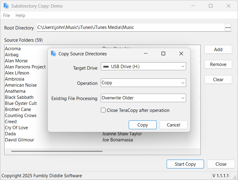 The application's start screen