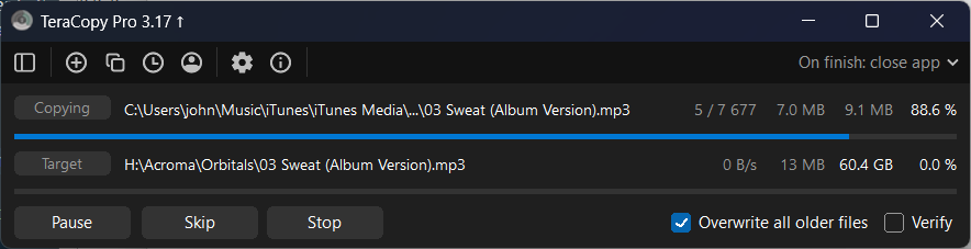 The application's start screen