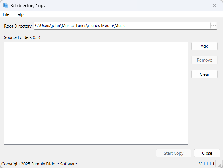 The application's main screen with items selected
